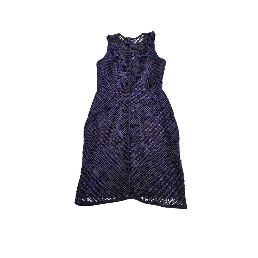 Adelyn Rae Blue Lace Bodycon Dress Small Geometric Cocktail Sheath